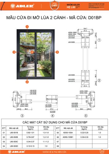 Cửa đi hệ L60 - D01BP