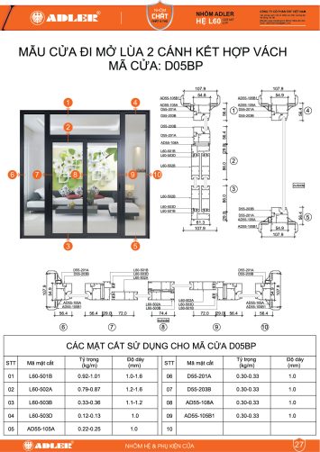 Cửa đi hệ L60 - D05BP