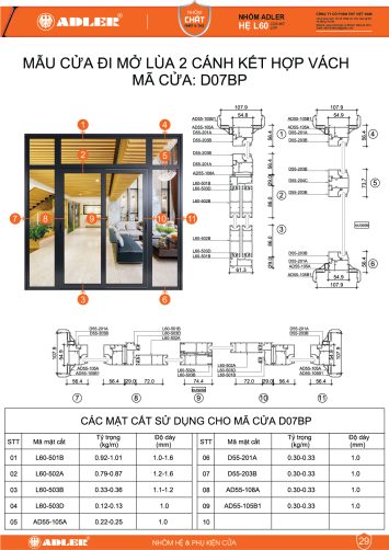 Cửa đi hệ L60 - D07BP