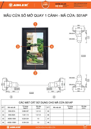 Cửa sổ hệ D55 - S01AP