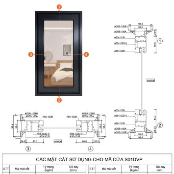 Cửa sổ hệ A55 - S01DVP