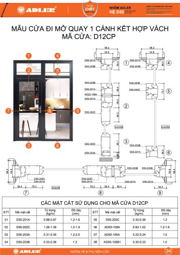 Cửa đi hệ D55 - D12CP