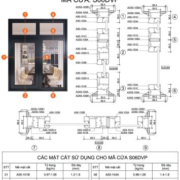 Cửa sổ hệ A55 - S01DVP