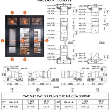 Cửa sổ hệ A55 - S01DVP