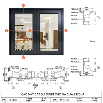 Cửa sổ hệ A55 - S01DVP