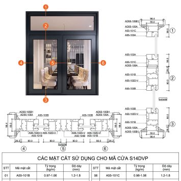 Cửa sổ hệ A55 - S01DVP