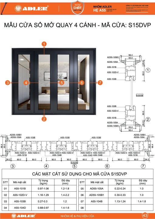 Cửa sổ hệ A55 - S01DVP