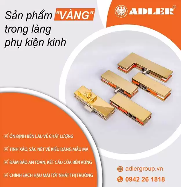 CỬA ĐẸP NHÀ SANG CÙNG PHỤ KIỆN THẨM THẤU TITAN GƯƠNG VÀNG ADLER