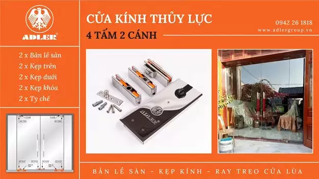 CỬA THỦY LỰC 4 TẤM 2 CÁNH ADLER CẦN NHỮNG PHỤ KIỆN GÌ ?