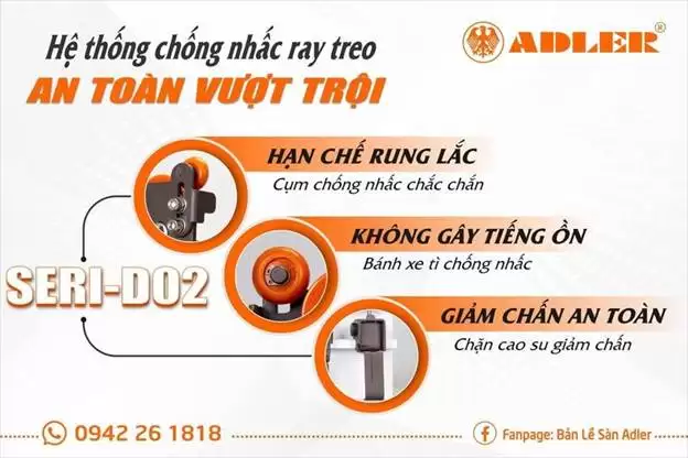 CẤU TẠO CHI TIẾT CÁC BỘ PHẬN CỦA CỤM KẸP BÁNH XE TRONG SẢN PHẨM RAY TREO CỬA LÙA SERI-D02